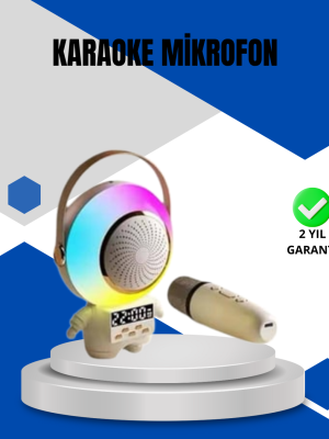 Kablosuz Mikrofonlu Astronot Tasarım Bluetooth Speaker Karaoke