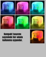 Kronometre ve Takvim Destekli Renk Değiştiren LED Dijital Küp Saat - Görsel 2
