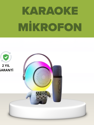 Astronot Tasarımlı Bluetooth Speaker ve Kablosuz Mikrofon Karaoke Seti