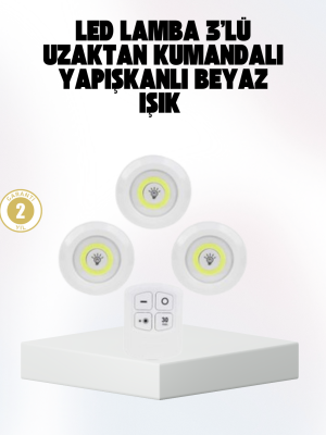 Kablosuz Gün Işığı 3’lü LED Spot Lamba Kumandalı