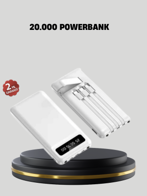 20.000 mAh 4 Çıkışlı LED Göstergeli Hızlı Şarj Powerbank