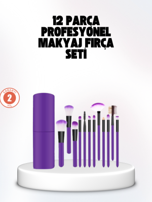 Kusursuz Makyaj İçin 12 Parça Profesyonel Fırça Seti Taşınabilir Kutu Hediyeli