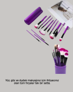 12’li Profesyonel Makyaj Fırça Seti Ultra Yumuşak Sentetik Kıllı - Görsel 2