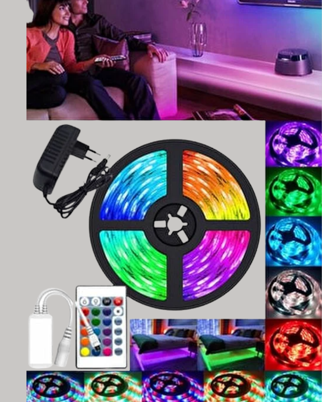 1238219_4-63.png Müziğe Duyarlı Renkli Smart Şerit LED Işık USB Bağlantılı Ambiyans Aydınlatma - Görsel 5