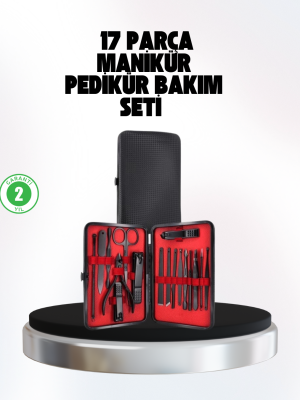 El ve Ayak Bakım Seti 17 Parça Taşınabilir Deri Çantalı Manikür Seti