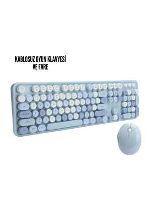 Kablosuz Klavye Mouse Seti mavi