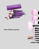 12’li Profesyonel Makyaj Fırça Seti – Dökülmeyen Yumuşak Kıllı, Ergonomik Tasarım - Görsel 4