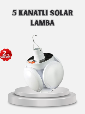 Güneş Enerjili ve USB Şarjlı LED Kamp Lambası – 5 Farklı Işık Modlu, Askılı Tasarım