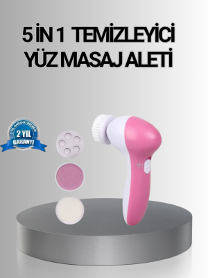 5 Başlıklı Yüz Masaj Aleti – Cilt Temizleme, Peeling, Siyah Nokta ve Gözenek Bakımı