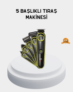 5’i 1 Arada Şarjlı Tıraş Makinesi – Paslanmaz Çelik Başlıklı, Yüz ve Vücut Bakım Cihazı