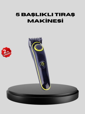 5 Başlıklı Şarjlı Tıraş Makinesi – Saç, Sakal, Burun ve Vücut İçin Çok Fonksiyonlu Bakım Seti