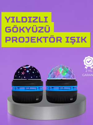 USB’li Yıldız Projektör Lamba – Döner Galaxy Işık Şovu, Çocuk ve Yetişkin Uyku Lambası