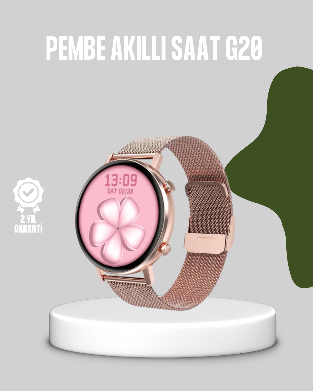 1238332_1-11.png Akıllı Saat – Bluetooth 5.0, Suya Dayanıklı, Kablosuz Şarj - Görsel 1