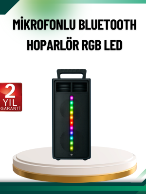 Şarjlı Işıklı Bluetooth Hoparlör | USB, AUX, TF Kart ve Radyo Destekli