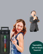 Şarjlı Işıklı Bluetooth Hoparlör | USB, AUX, TF Kart ve Radyo Destekli - Görsel 2