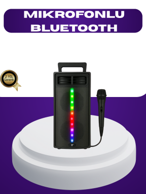 Bluetooth Işıklı Hoparlör – 2x5W Güç | USB + TF Kart + FM Radyo | Siyah Renk