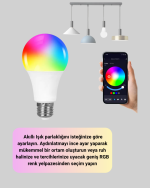 9 Watt Beyaz Işık ve Renk Ayarlı Akıllı LED Ampul - Görsel 5