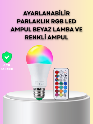 Kumanda Destekli Çok Renkli Akıllı LED Ampul