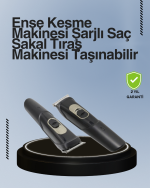 Kablosuz, Paslanmaz Çelik Bıçaklı Profesyonel Saç ve Sakal Tıraş Makinesi – Sessiz, Güçlü ve Ergonomik