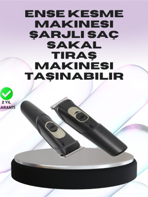 Sessiz Motorlu, Kablosuz Kullanımlı Şarjlı Saç ve Sakal Kesme Makinesi – Taraklı Set