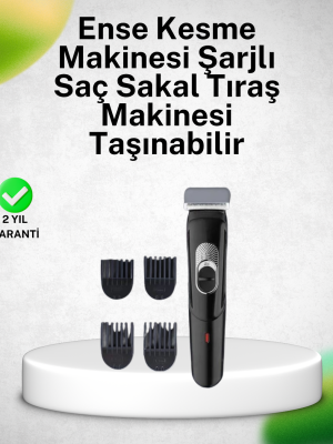 Paslanmaz Bıçaklı, Şarjlı ve Sessiz Saç Sakal Kesme Makinesi – Ev Kullanımı İçin İdeal