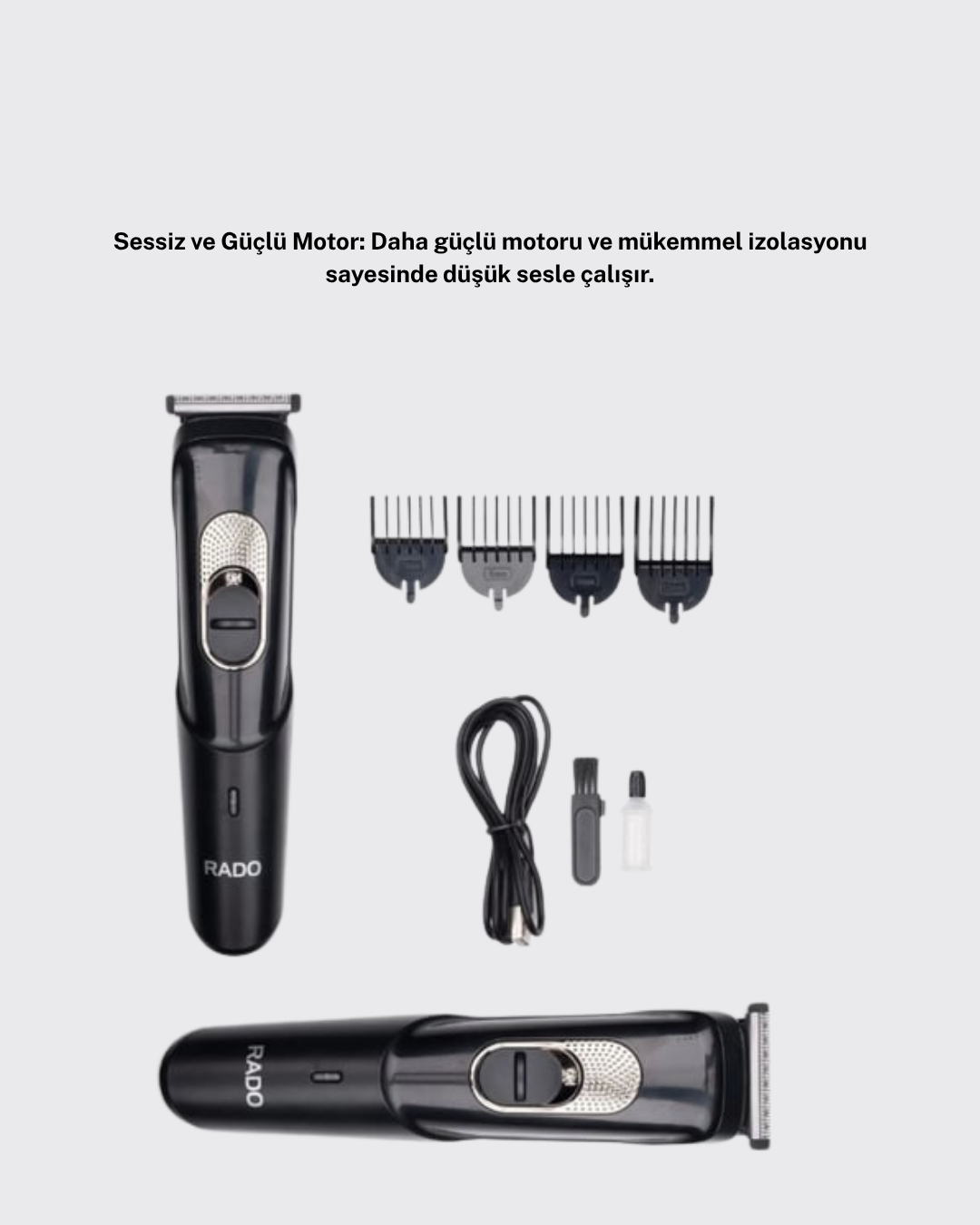 1238353_10-20.png Paslanmaz Bıçaklı, Şarjlı ve Sessiz Saç Sakal Kesme Makinesi – Ev Kullanımı İçin İdeal - Görsel 2