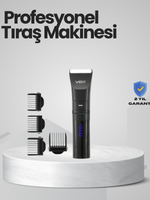 Şarjlı Tıraş Makinesi –Dijital Ekranlı, Hızlı Şarjlı, Profesyonel Kesim Seti