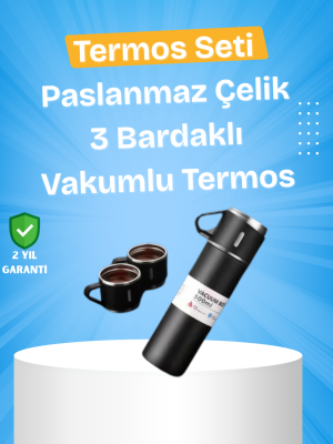 Paslanmaz Çelik Termos Seti | 500 ml Kapasite, 6-12 Saat Isı Koruma, Hediye Kutulu