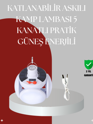 Uzaktan Kumandalı, 360 Derece Katlanabilir Solar LED Aydınlatma Çadır Lambası