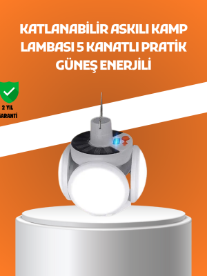 Çok Amaçlı Katlanabilir Güneş Enerjili Kamp Lambası – Masa Üstü ve Asılabilir Kullanım