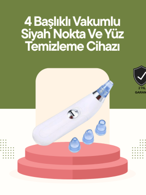 USB Destekli 4 Başlıklı Siyah Nokta Vakum Cihazı – Gözenek Temizleyici ve Cilt Yenileyici Bakım Aleti