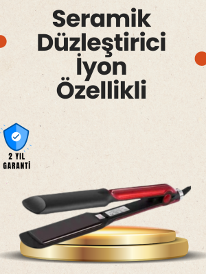 Elektriklenmeyi Azaltan İyonlu Saç Düzleştirici – Titanyum Plaka ve Şık Tasarım