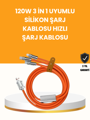 Çoklu Cihaz Dostu 120 W Hızlı Şarj Kablosu – Tek Kablo ile Her Cihaz Elinizin Altında