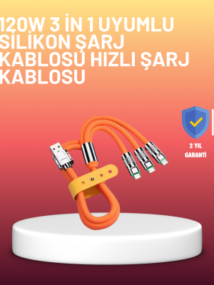 Çinko Alaşımlı Uçlu 120 W Şarj Kablosu – Dolaşmaya Dayanıklı 1,2 m USB Kablo