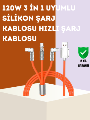 120 W Hızlı Çözüm Sunan 3'ü 1 USB Şarj Kablosu– Sağlam Gövde