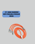 120 W Hızlı Çözüm Sunan 3'ü 1 USB Şarj Kablosu– Sağlam Gövde - Görsel 2