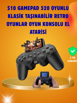 Çocuklar ve Yetişkinler İçin Uygun 500 Oyunlu Taşınabilir Mini Retro El Konsolu
