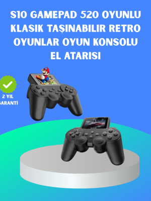 2.4 İnç HD Renkli Ekranlı 500-in-1 Taşınabilir Retro Oyun Konsolu, Kablolu TV Bağlantısı ve Uzun Pil Ömrü