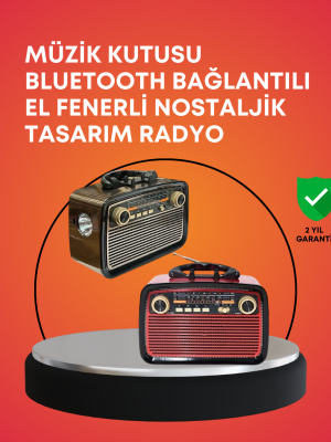 Nostaljik Radyo Görünümlü Bluetooth Hoparlör – FM/AM Yayın, Kablosuz Bağlantı, Şarj Edilebilir