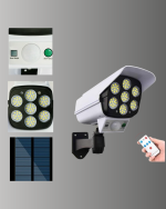 Güneş Enerjili LED Lamba + Güvenlik Kamerası Görünümlü– 5-8 m Hareket Algılamalı, Beyaz Işık - Görsel 2