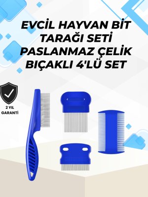 Uzun ve Kısa Tüylü Hayvanlara Özel Bit Tarağı ve Tüy Temizleme Seti