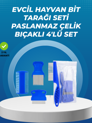 Kedi, Köpek ve Küçük Hayvanlar İçin 4 Parça Ergonomik Tarak Takımı