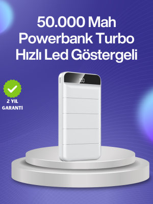 4 Cihazı Aynı Anda Şarj Edebilen Güçlü Powerbank 50000 mAh