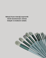 Taşınabilir Ergonomik Yapılı 13 Adet Fiber Kıllı Yüz ve Göz Makyaj Fırçası Seti - Görsel 5