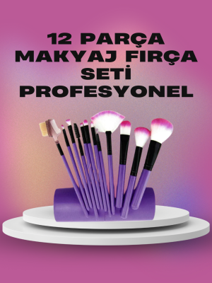 12 Parça Yumuşak Kıllı Makyaj Fırçası Seti Yüz ve Göz Makyajına Uygun Profesyonel Kullanım