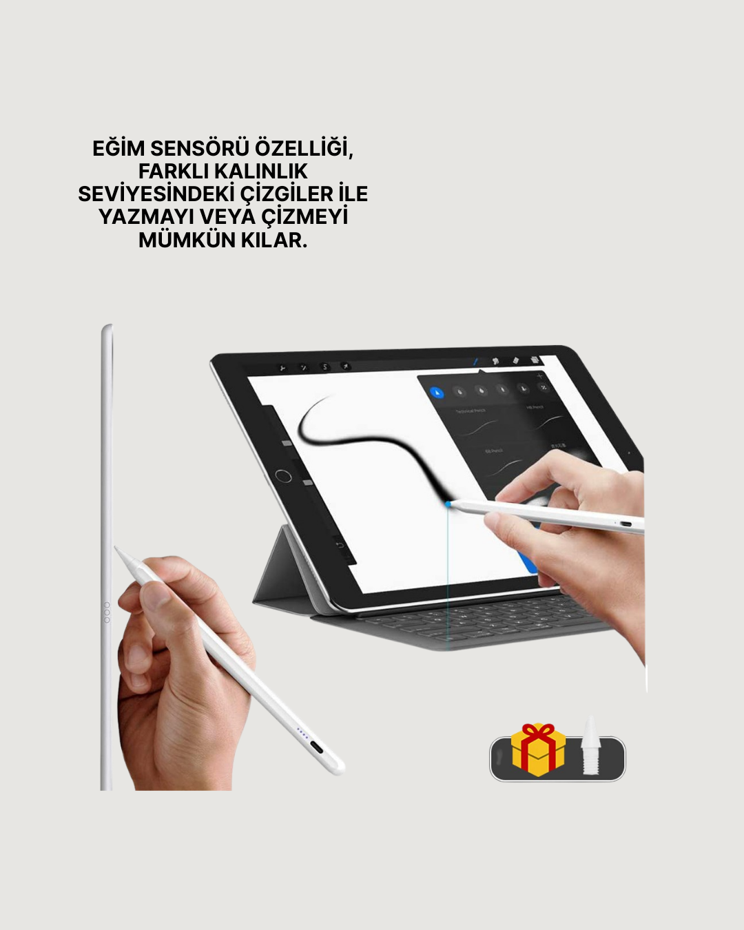 1238612_8-45.png Akıcı Yazı ve Çizim için Eğim Sensörlü Dijital Kalem – 20 Saat Kesintisiz Kullanım - Görsel 4