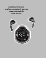 Bluetooth 5.3 Kablosuz Kulaklık 30mm Sürücü LED Ekranlı Mikrofonlu - Görsel 5