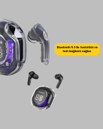 Bluetooth 5.3 Kablosuz Kulaklık 30mm Sürücü LED Ekranlı Mikrofonlu - Görsel 3