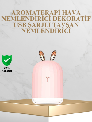 Tavşan Kulak Tasarımlı 200 ml USB Aroma Difüzör ve Hava Nemlendirici