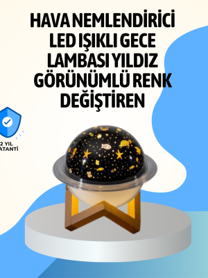 Projektör ışıklı ve aromaterapi destekli taşınabilir nemlendirici cihaz USB bağlantılı